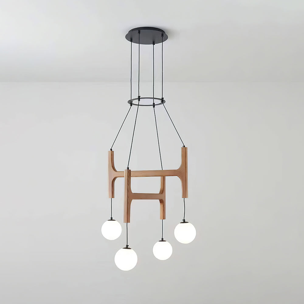 Lámpara de Techo de Madera Astra con Pantallas de Vidrio – Diseño Minimalista y Elegante 11