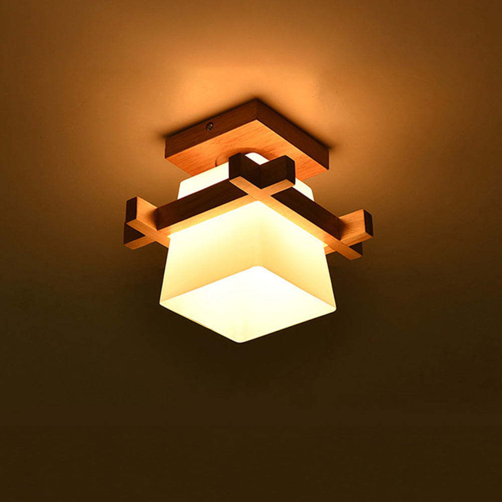 Lámpara de Techo de Madera Orgánica Retro para Sala de Estar – Iluminación Ambiental Vintage 2