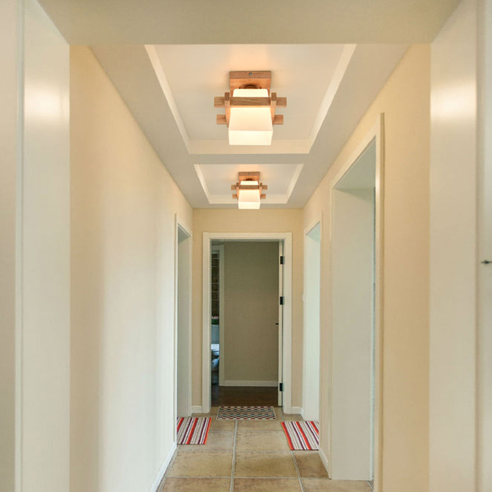 Lámpara de Techo de Madera Orgánica Retro para Sala de Estar – Iluminación Ambiental Vintage 9