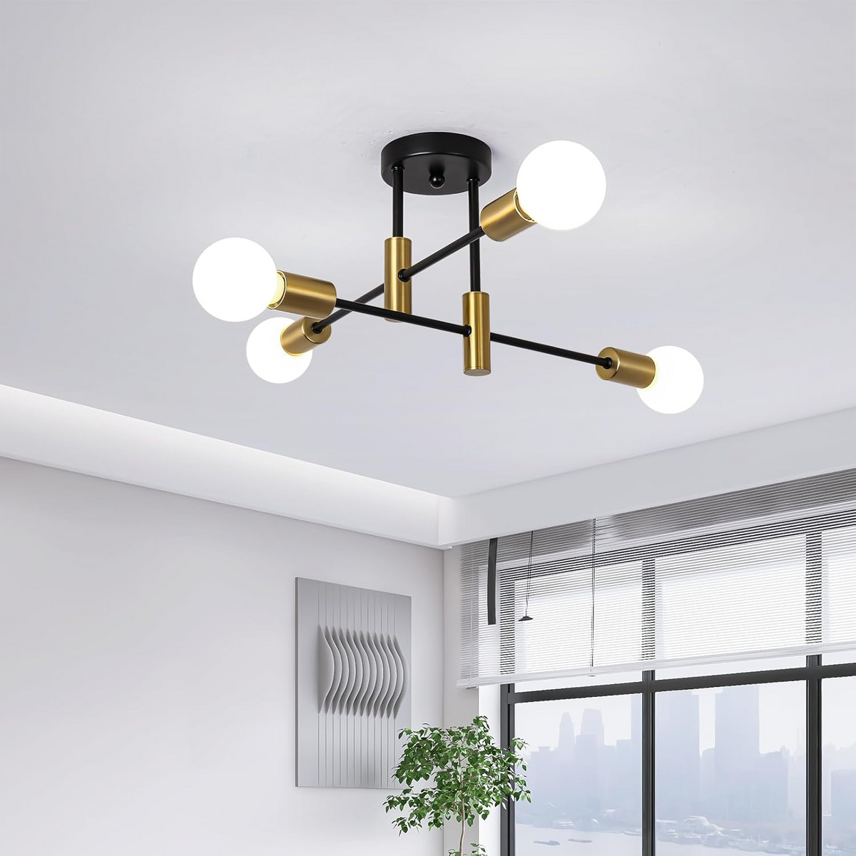 Mirelo - Lámparas de Techo Modernas Nórdicas Negras con Diseño Elegante y Eficiente Iluminación