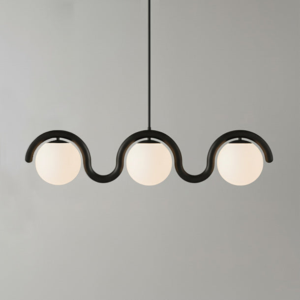 Lámpara araña lineal Bucle – negro, 3 luces · 109 cm