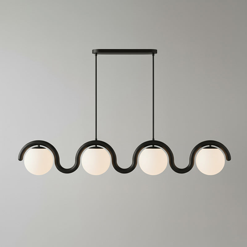 Lámpara araña lineal Bucle – negro, 4 luces · 150 cm
