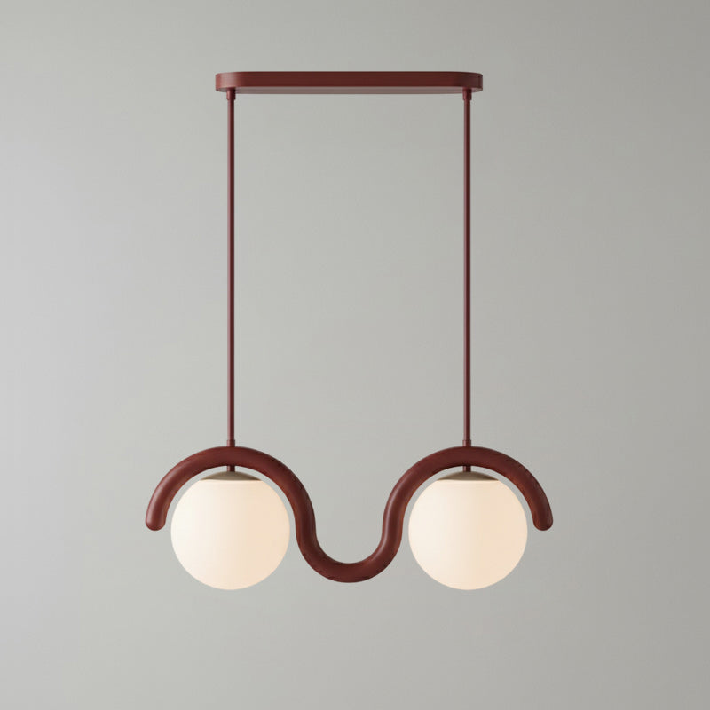 Lámpara araña lineal Bucle – rojo, 2 luces · 68 cm