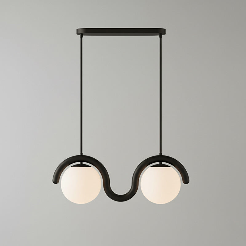 Lámpara araña lineal Bucle – negro, 2 luces · 68 cm