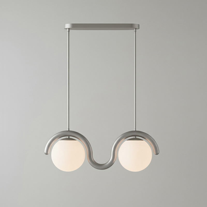 Lámpara araña lineal Bucle – plata, 2 luces · 68 cm