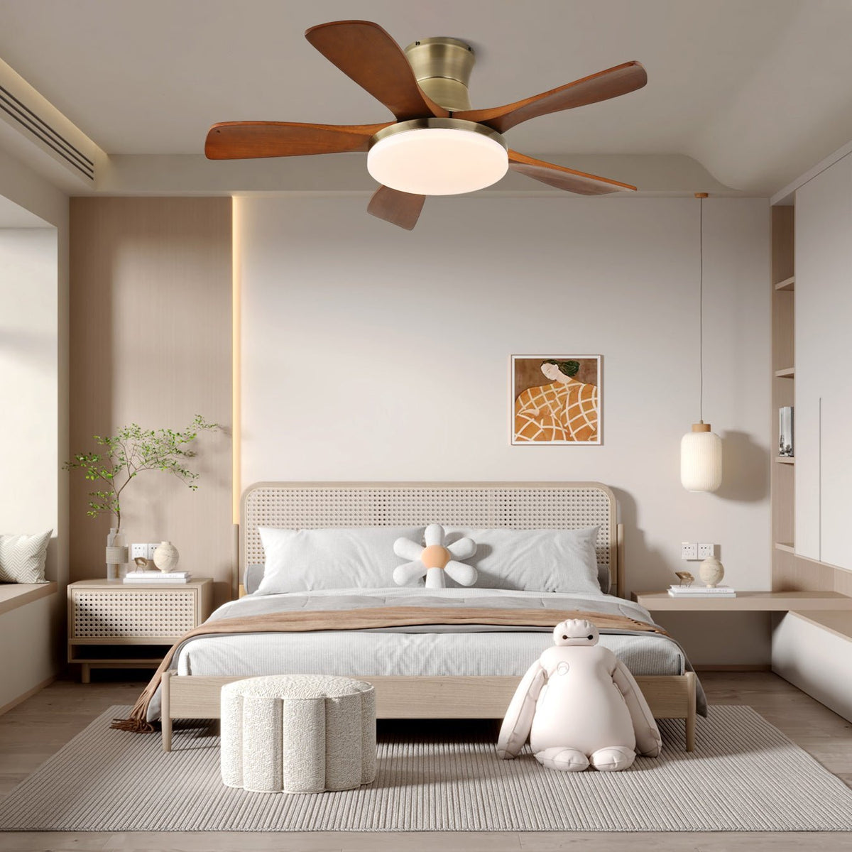 Ventilador de techo con luz Lorenta en un salón luminoso – imagen 2