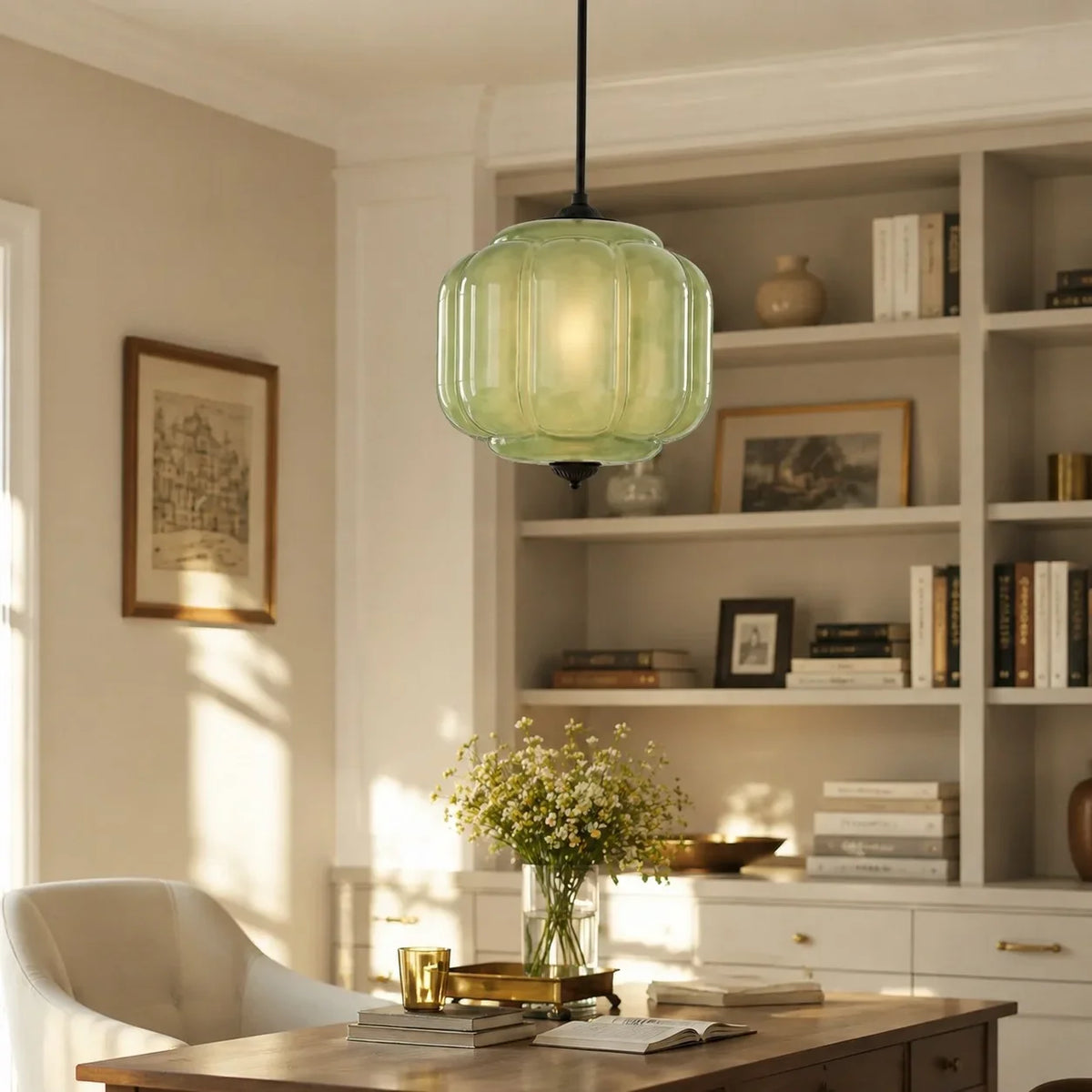 Lámpara colgante vintage de cristal Zapela sobre una isla de cocina – imagen 10
