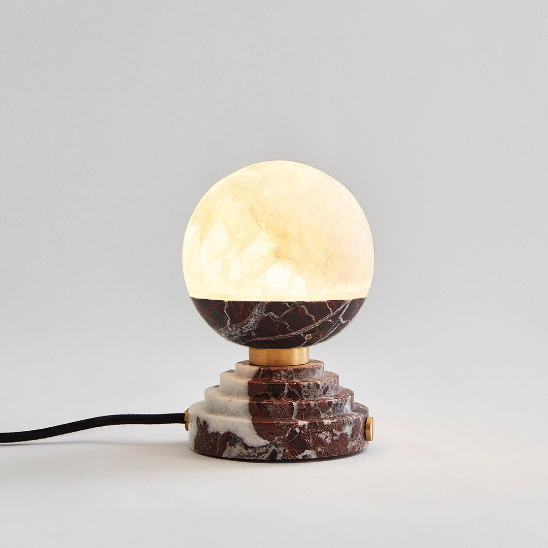 Kelune - Lámpara de Mesa de Alabastro y Mármol con Esfera Lunar
