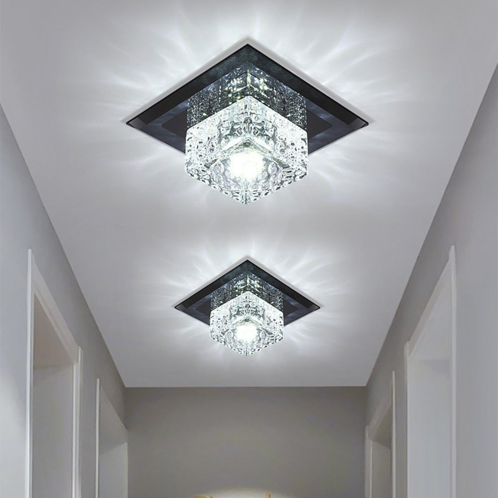 Luz de Techo LED Cuadrada de Cristal para Pasillo, Diseño Moderno, Iluminación Eficiente, 14cm y 18cm 0