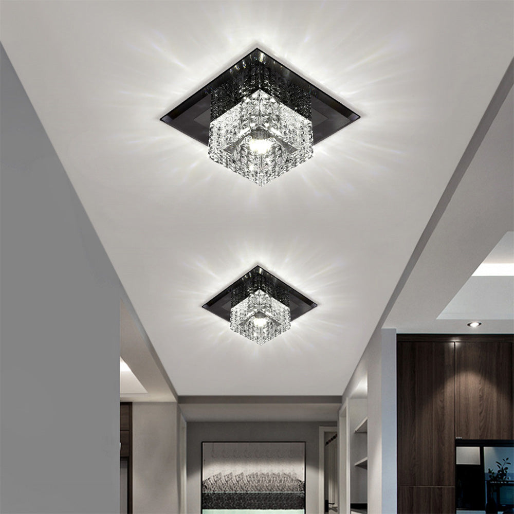 Luz de Techo LED Cuadrada de Cristal para Pasillo, Diseño Moderno, Iluminación Eficiente, 14cm y 18cm 1