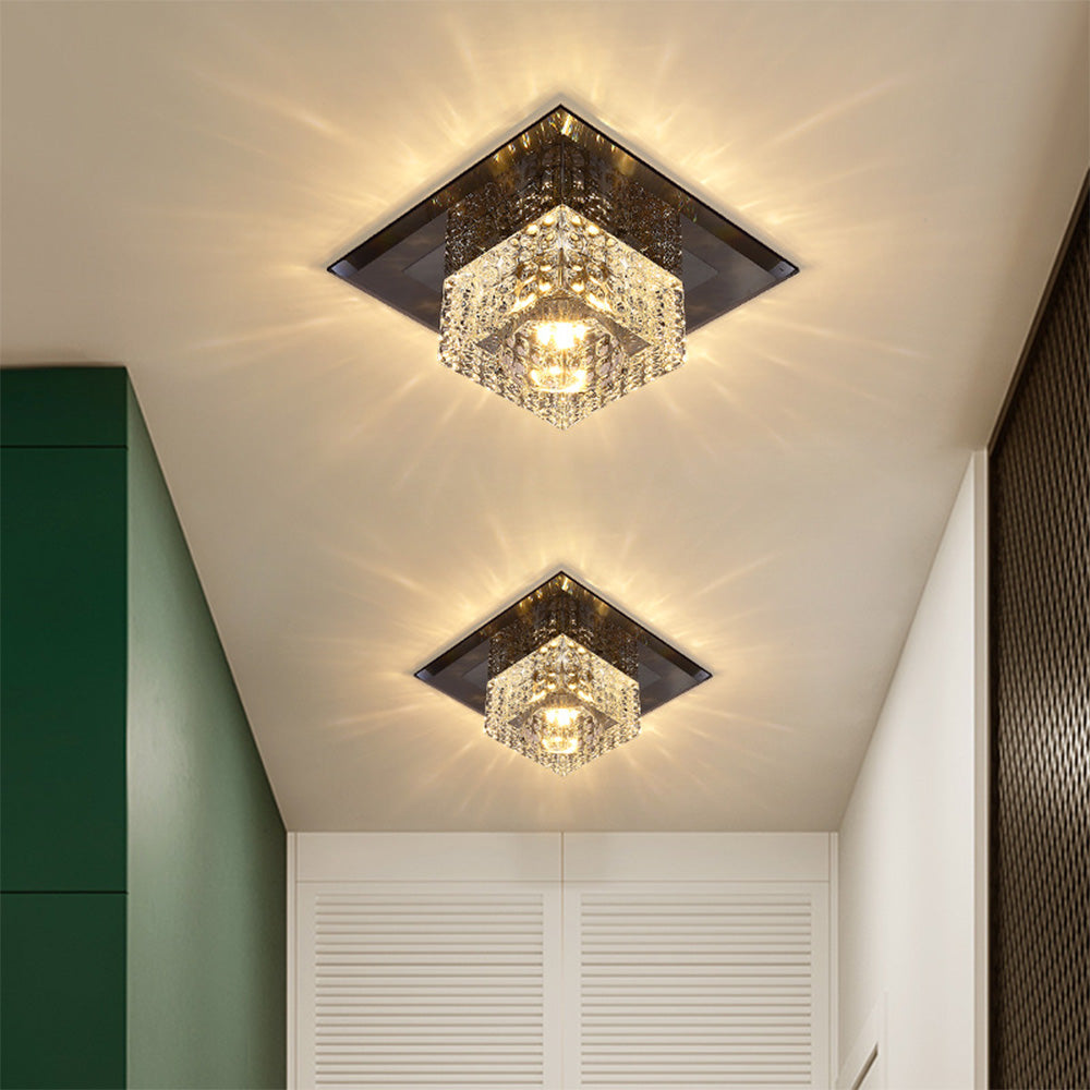 Luz de Techo LED Cuadrada de Cristal para Pasillo, Diseño Moderno, Iluminación Eficiente, 14cm y 18cm 2