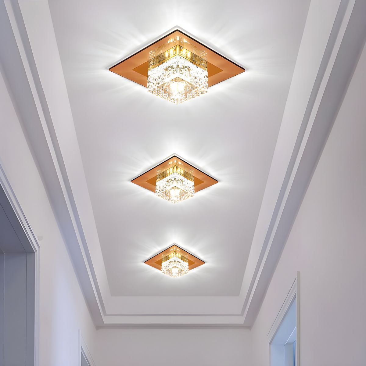 Luz de Techo LED Cuadrada de Cristal para Pasillo, Diseño Moderno, Iluminación Eficiente, 14cm y 18cm 3