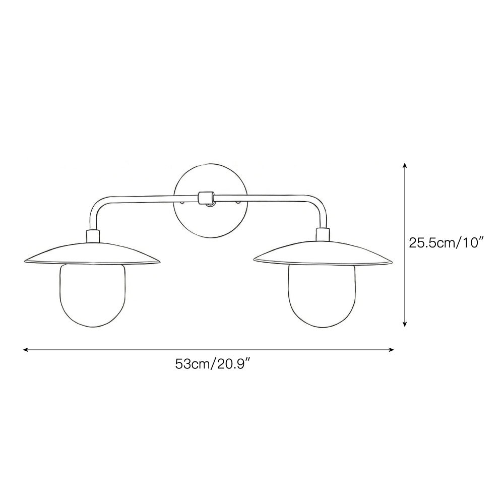 Aplique de pared de latón Tazela – versión de 2 luces