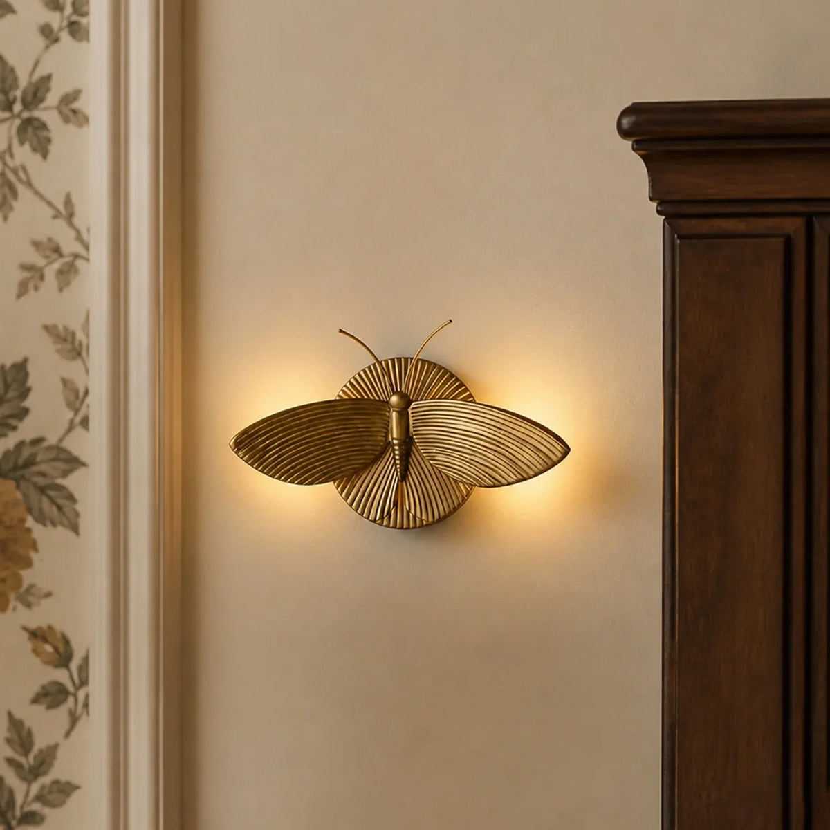 Aplique de pared art déco en forma de polilla Dalena – vista principal