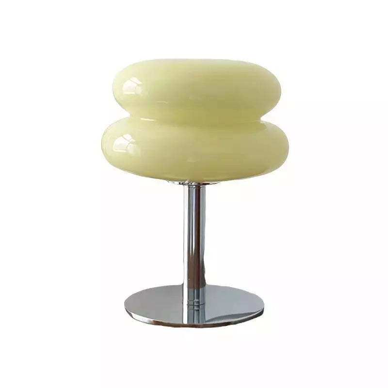 Dulcela - Lámpara de Mesa Bauhaus de Cristal Doble con Base Cromada