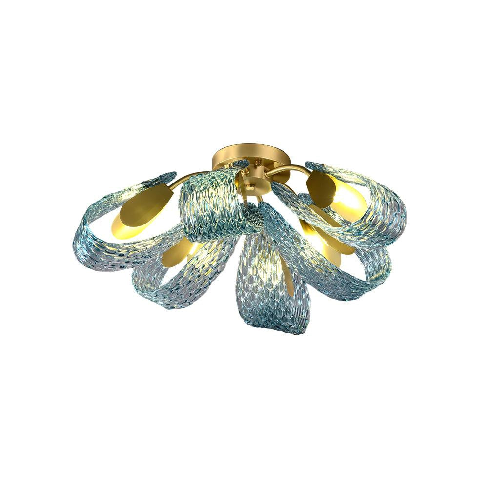 Lámpara de techo de cristal azul Rombela – vista principal