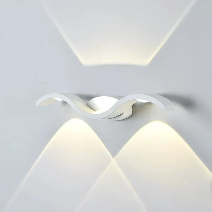 Luvera - Aplique de Pared Exterior LED Ondulado con Luz Arriba y Abajo