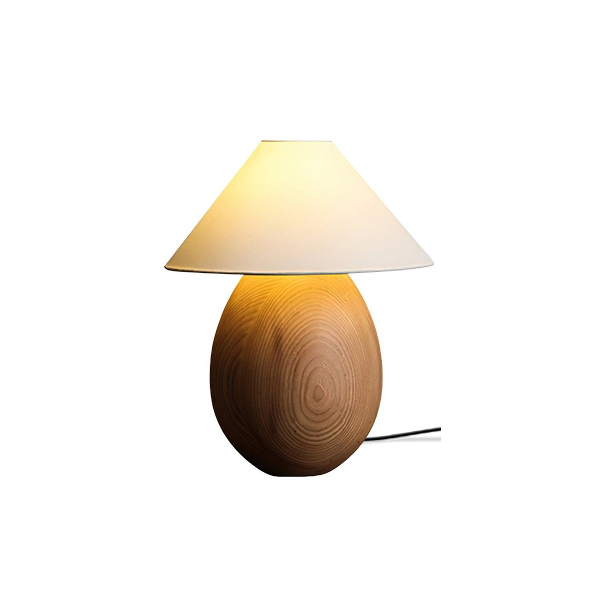 Lámpara de mesa Inuez de madera – base redonda en madera natural