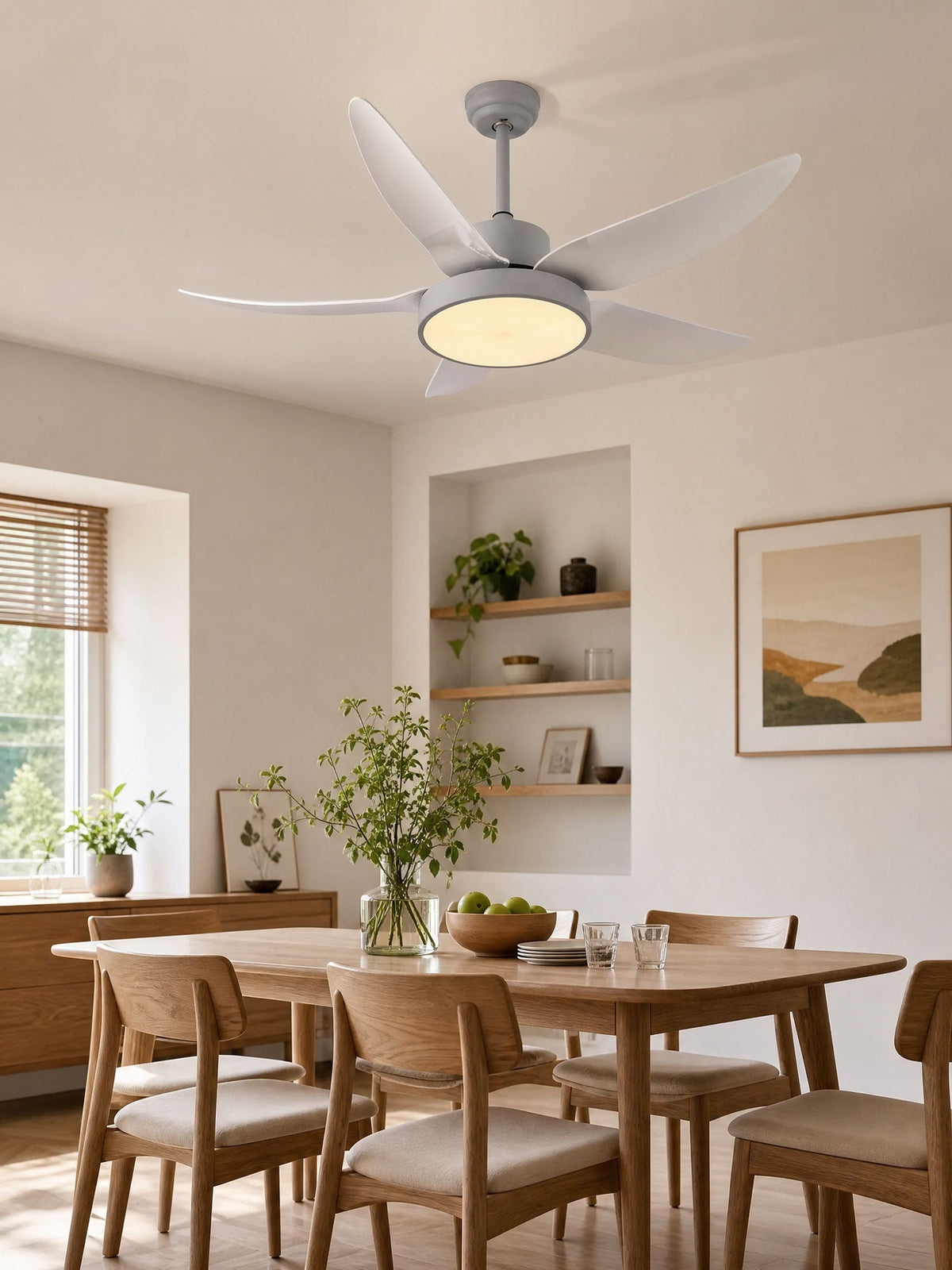 Ventilador de techo con luz Planeo en un salón moderno – imagen 9