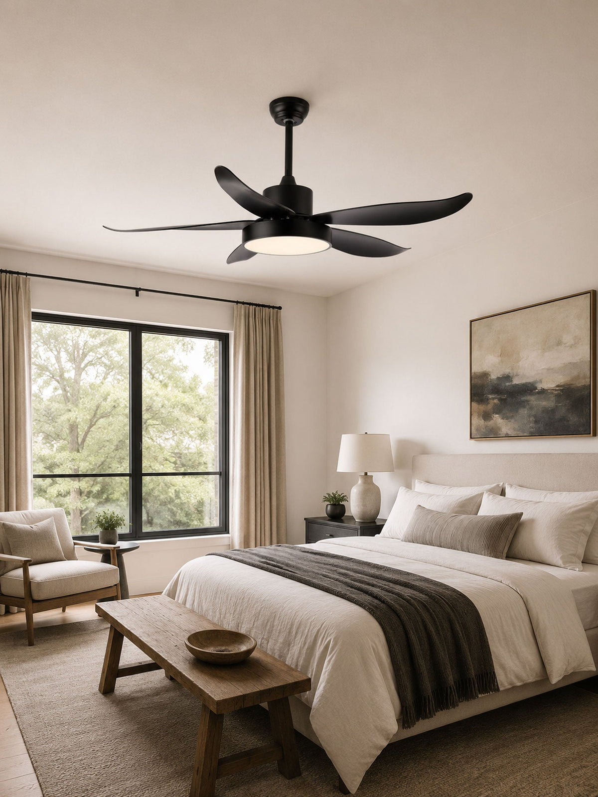 Ventilador de techo con luz Planeo en un salón moderno – imagen 5
