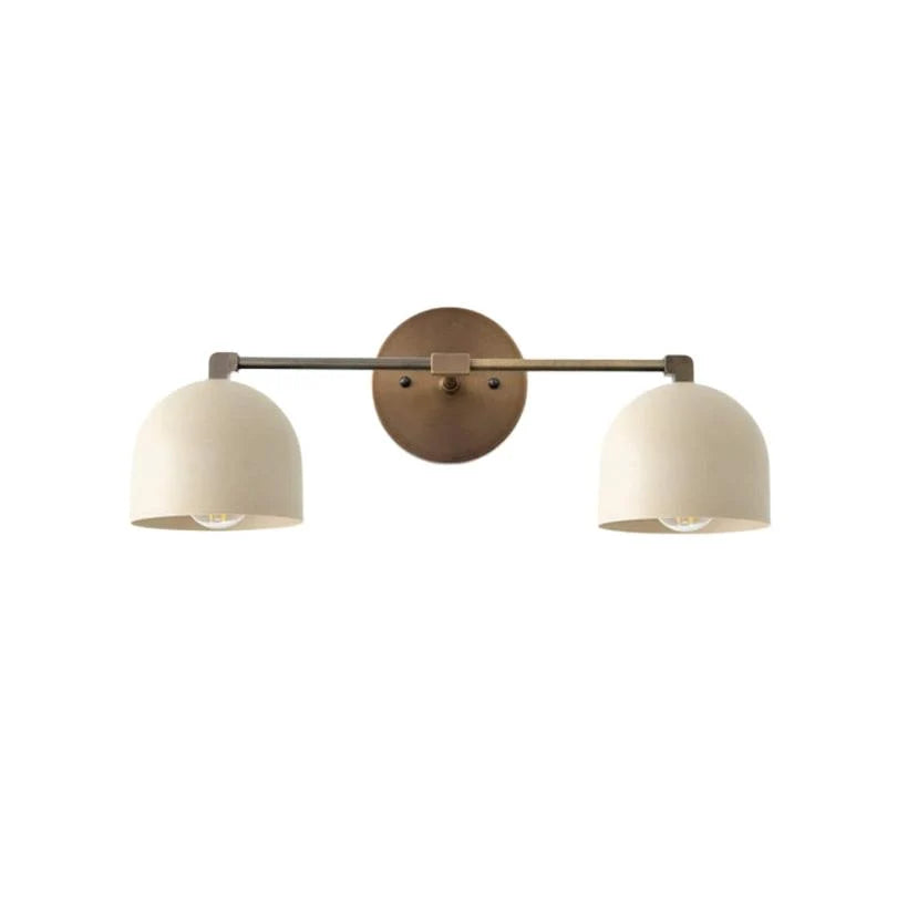 Aplique de pared de cúpulas Domira – 2 luces, beige y latón envejecido
