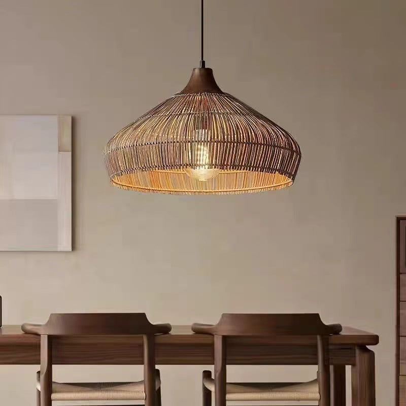 SerenitaLuz - Lámpara Colgante Artesanal de Ratán Boho