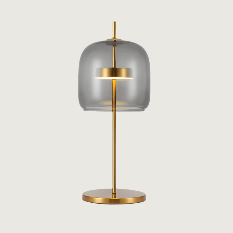 NebulaLuz - Lámpara de Mesa de Vidrio Ahumado Elegante Ámbar Gris Ahumado Oro