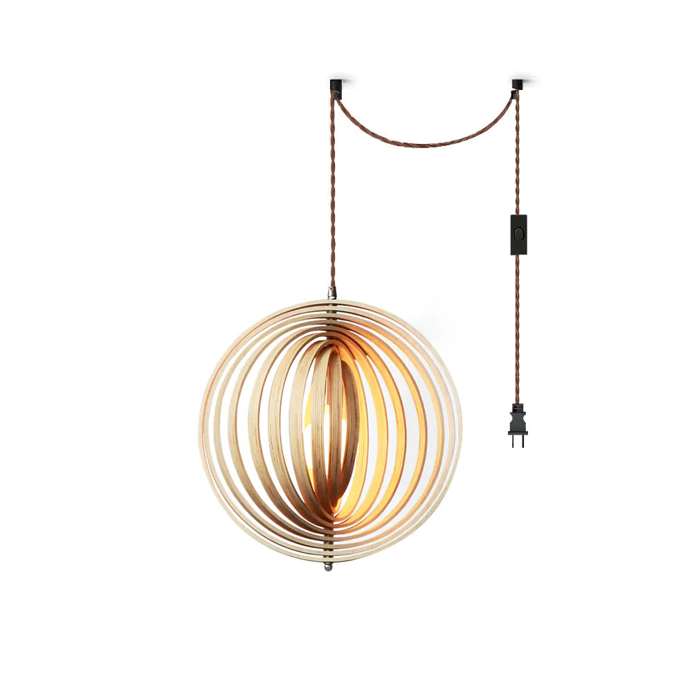 Lámpara colgante esfera de láminas de madera Aluma – vista principal