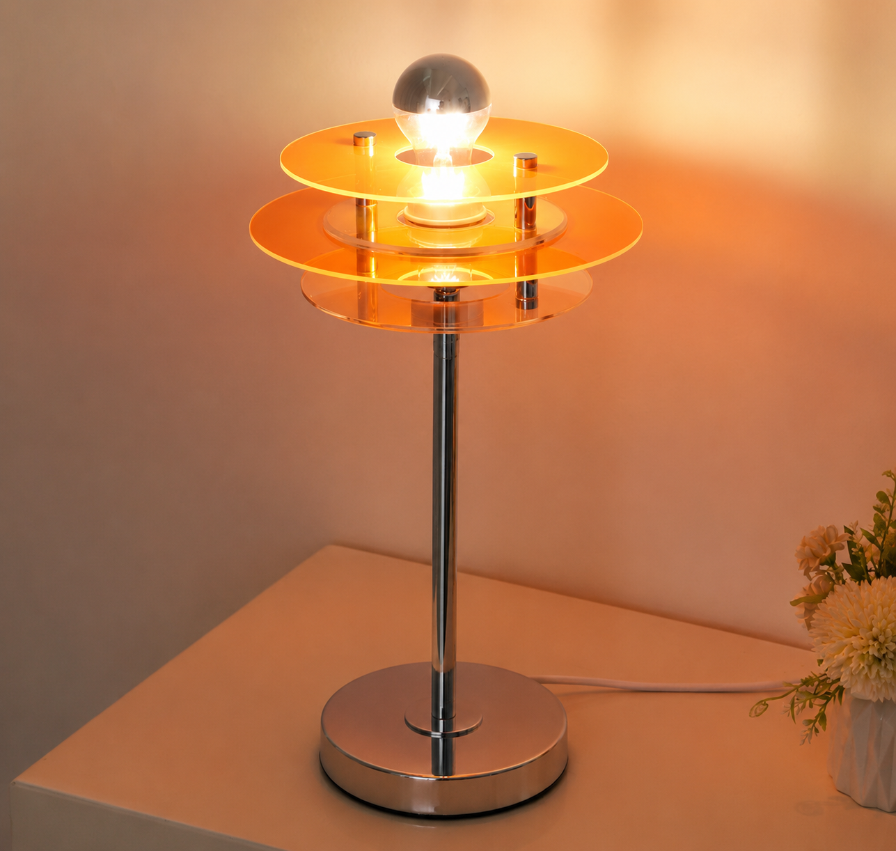 Yuniva - Lámpara de Mesa Geométrica LED con Diseño Elegante - 23cm de Diámetro