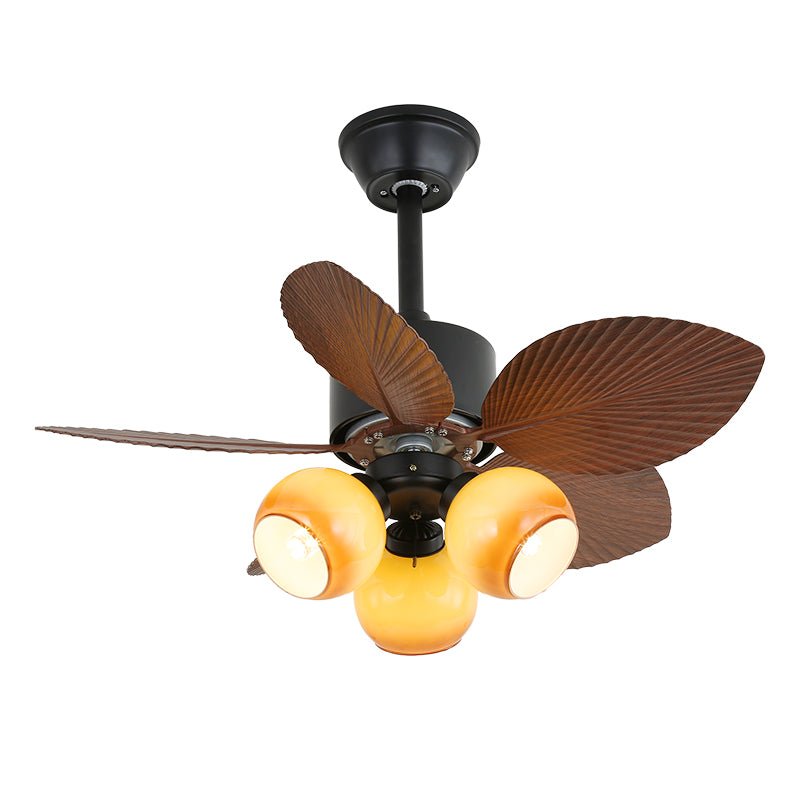 Ventilador de techo con luz Lupalma – negro y nogal, tres tulipas ámbar