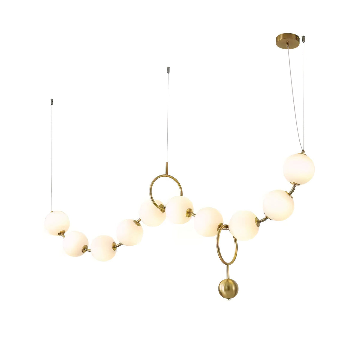 Lámpara colgante collar de globos Collaria – lineal dorada