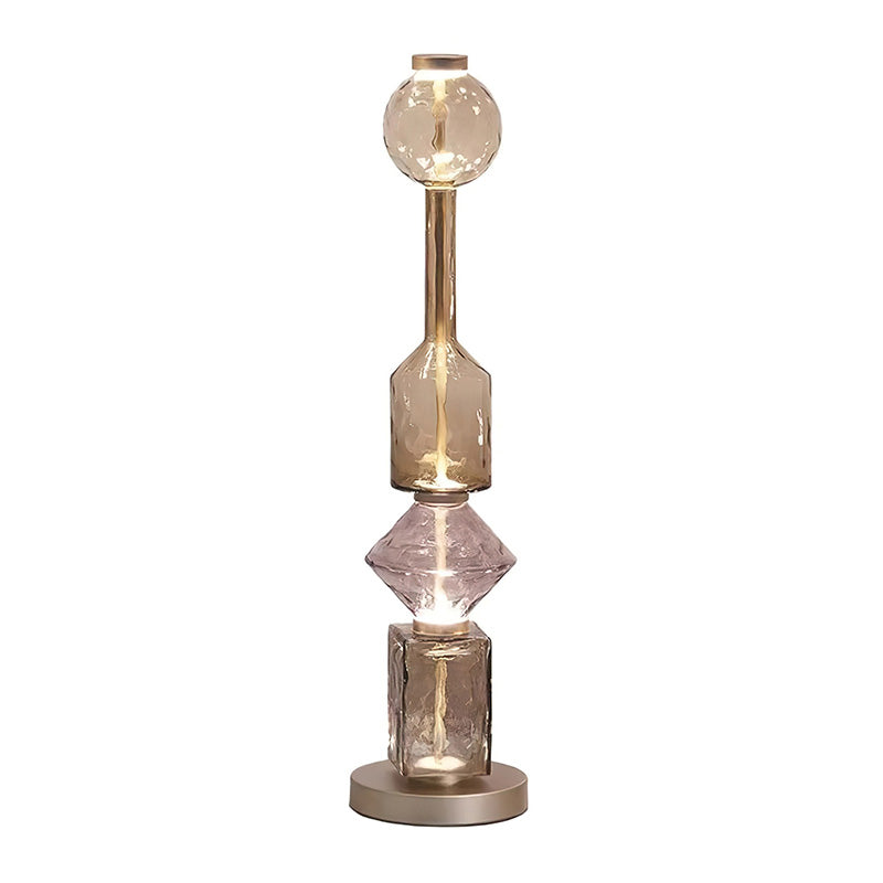 Lámpara de pie de cristal soplado Vidarela – modelo de 94 cm en ámbar y lila