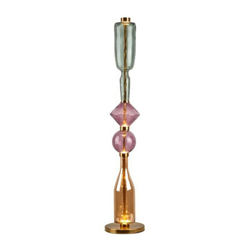 Lámpara de pie de cristal soplado Vidarela – modelo de 126 cm en verde lila y ámbar