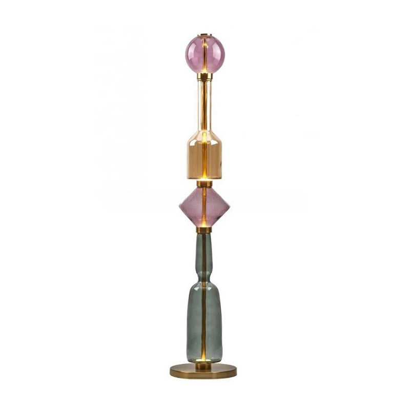 Lámpara de pie de cristal soplado Vidarela – modelo de 126 cm en lila ámbar y verde
