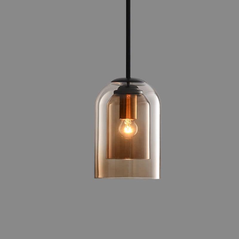 LumaRetro - Lámpara Colgante Vintage con Cristal Doble y Acabado Metalizado