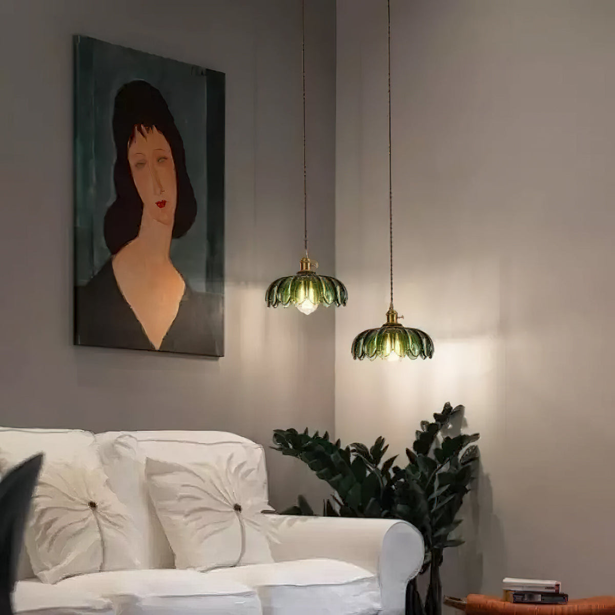 Lámpara colgante retro Esmalda sobre una mesa de comedor – imagen 16