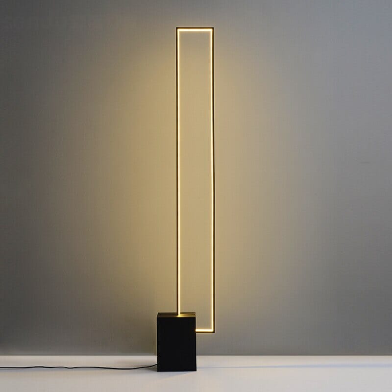 Lámpara de pie LED rectangular Tevaro – en negro con luz cálida