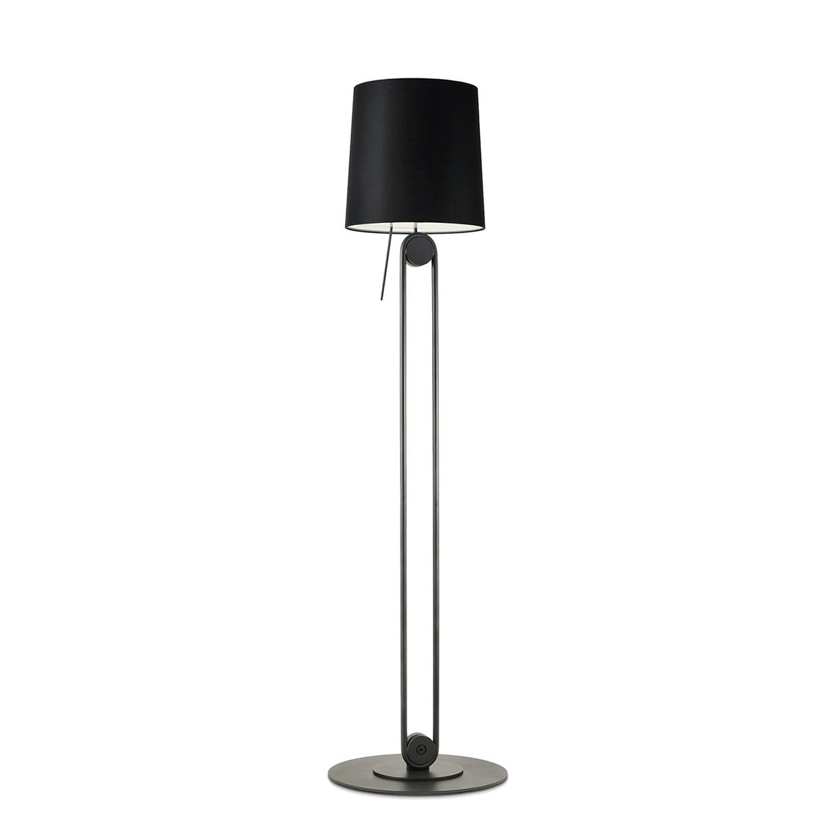 Yanela - Lámpara de Pie Articulada con Pantalla de Tela Negra y Metal