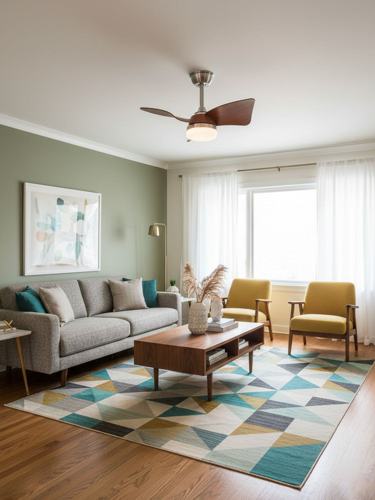 Ventilador de techo con luz Ilenza en un dormitorio acogedor – imagen 2