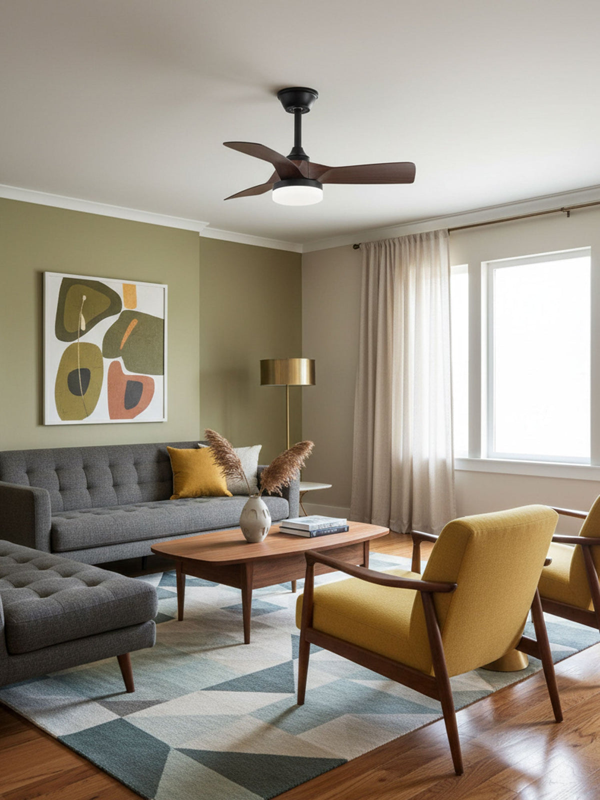 Ventilador de techo con luz Ilenza en un dormitorio acogedor – imagen 9