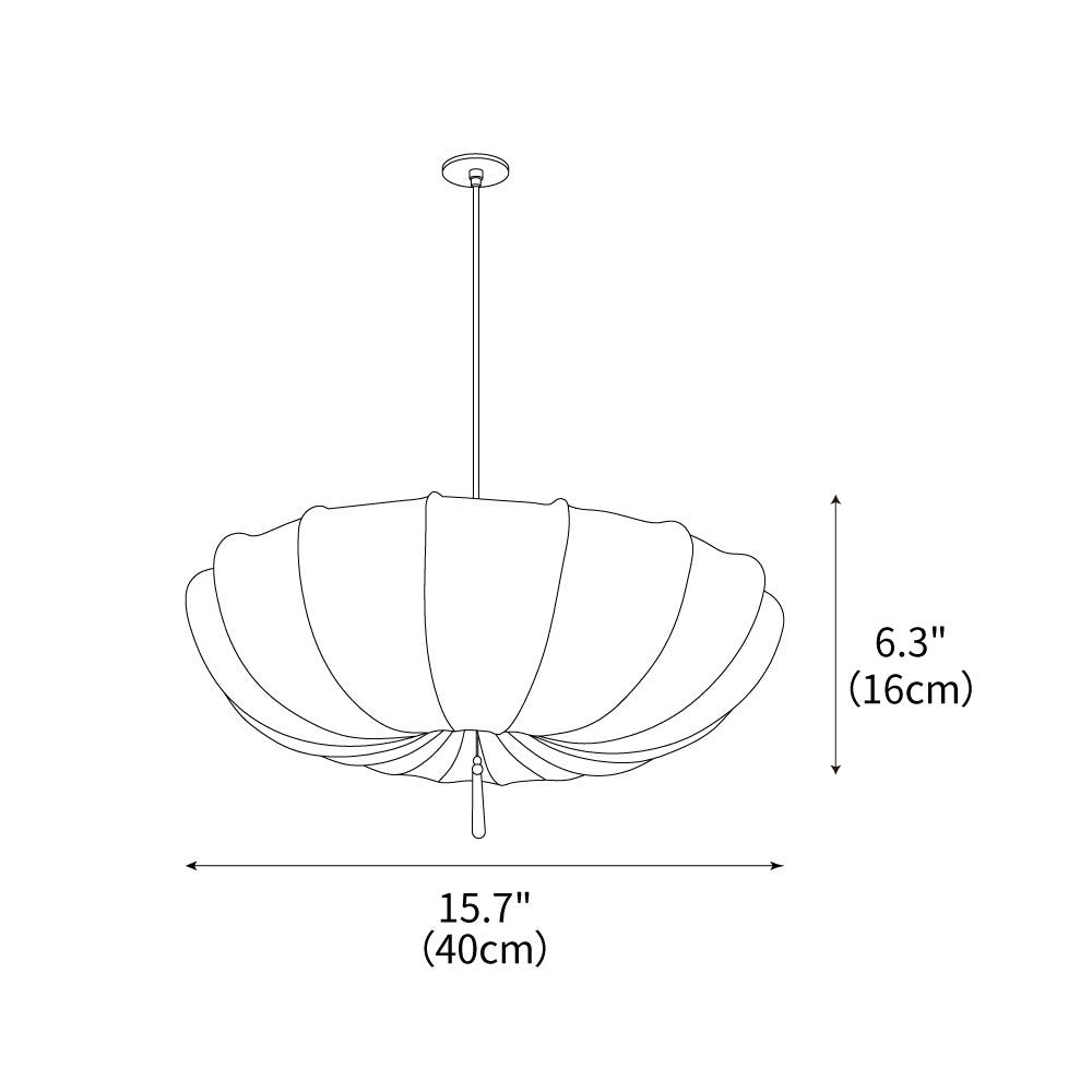 Lámpara colgante de tela plisada Alba en un salón luminoso – imagen 3