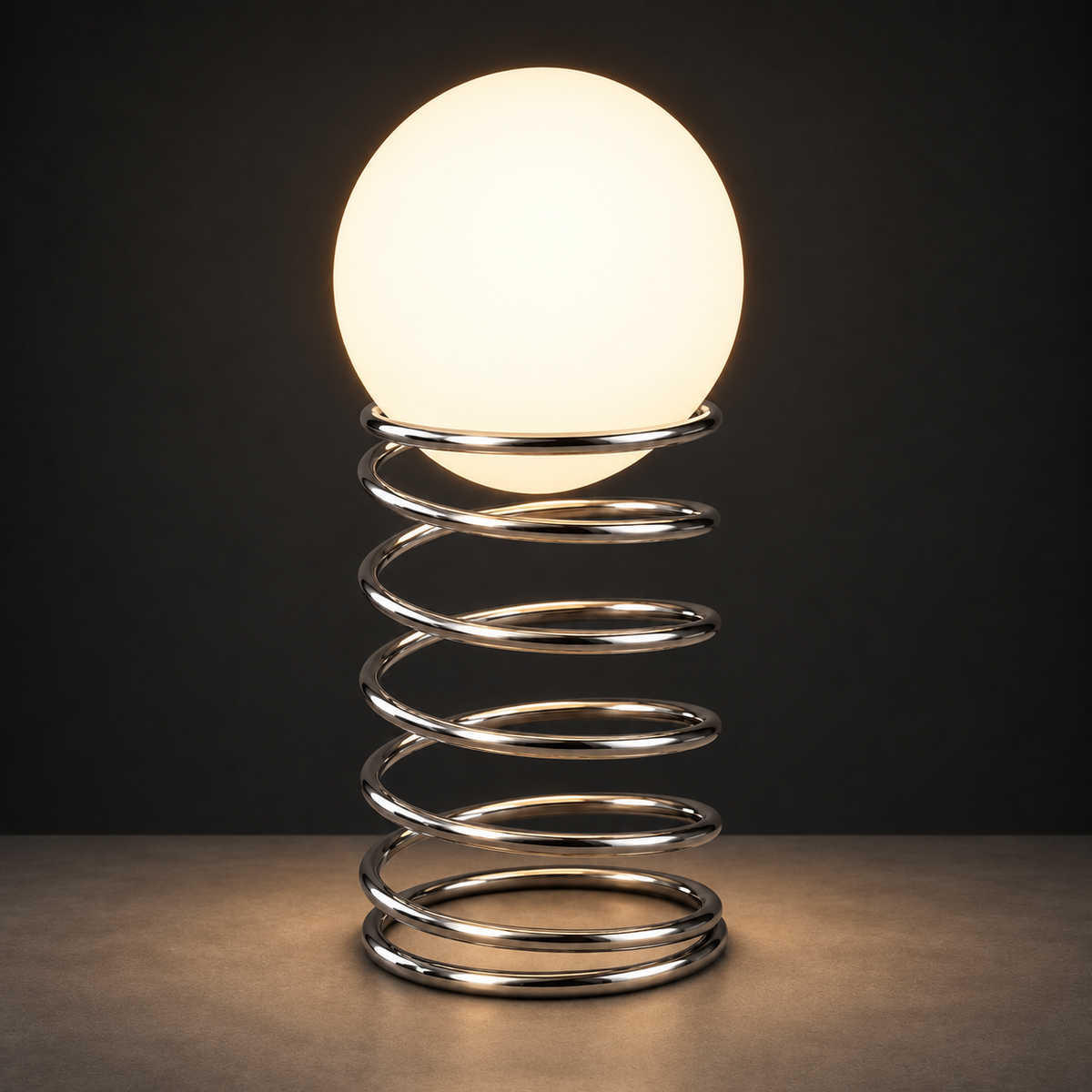 Muella - Lámpara de Mesa Muelle en Espiral con Globo de Cristal Opal