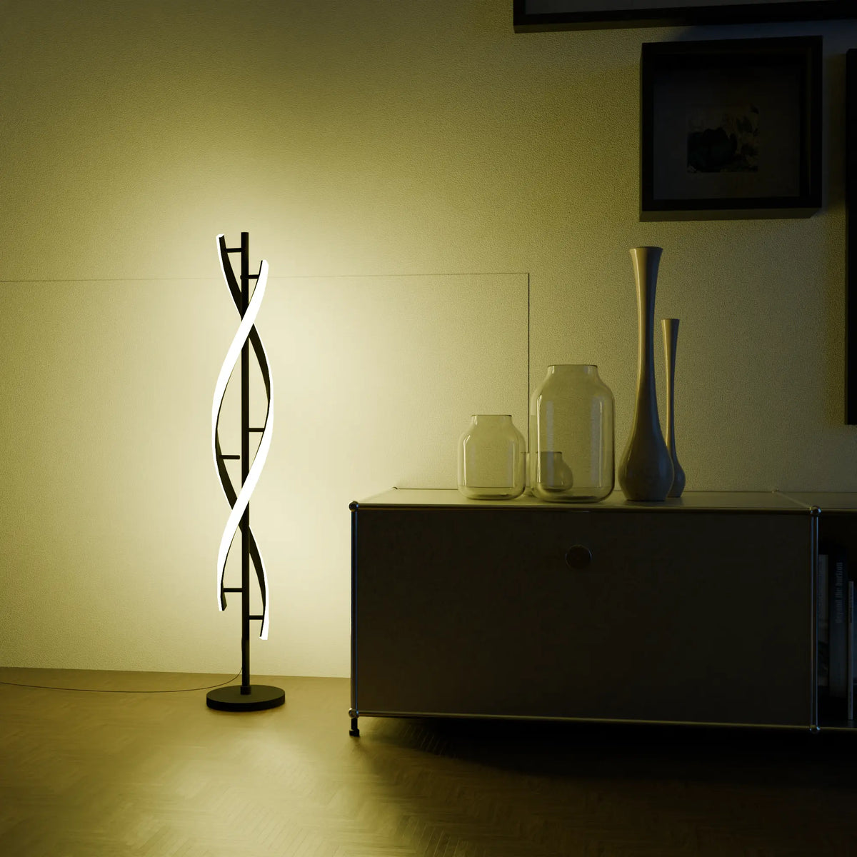 Lámpara de pie LED en espiral Rizena – vista principal