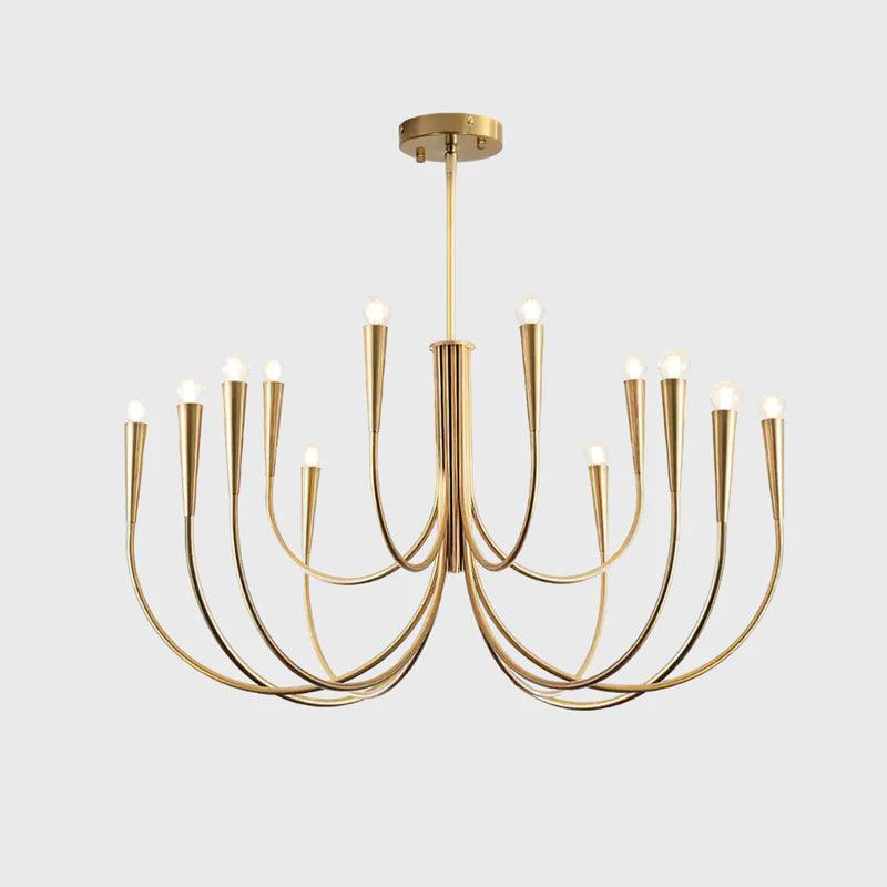 Lámpara de araña de brazos curvos Zarcela – dorado, 12 luces · Ø 100 cm