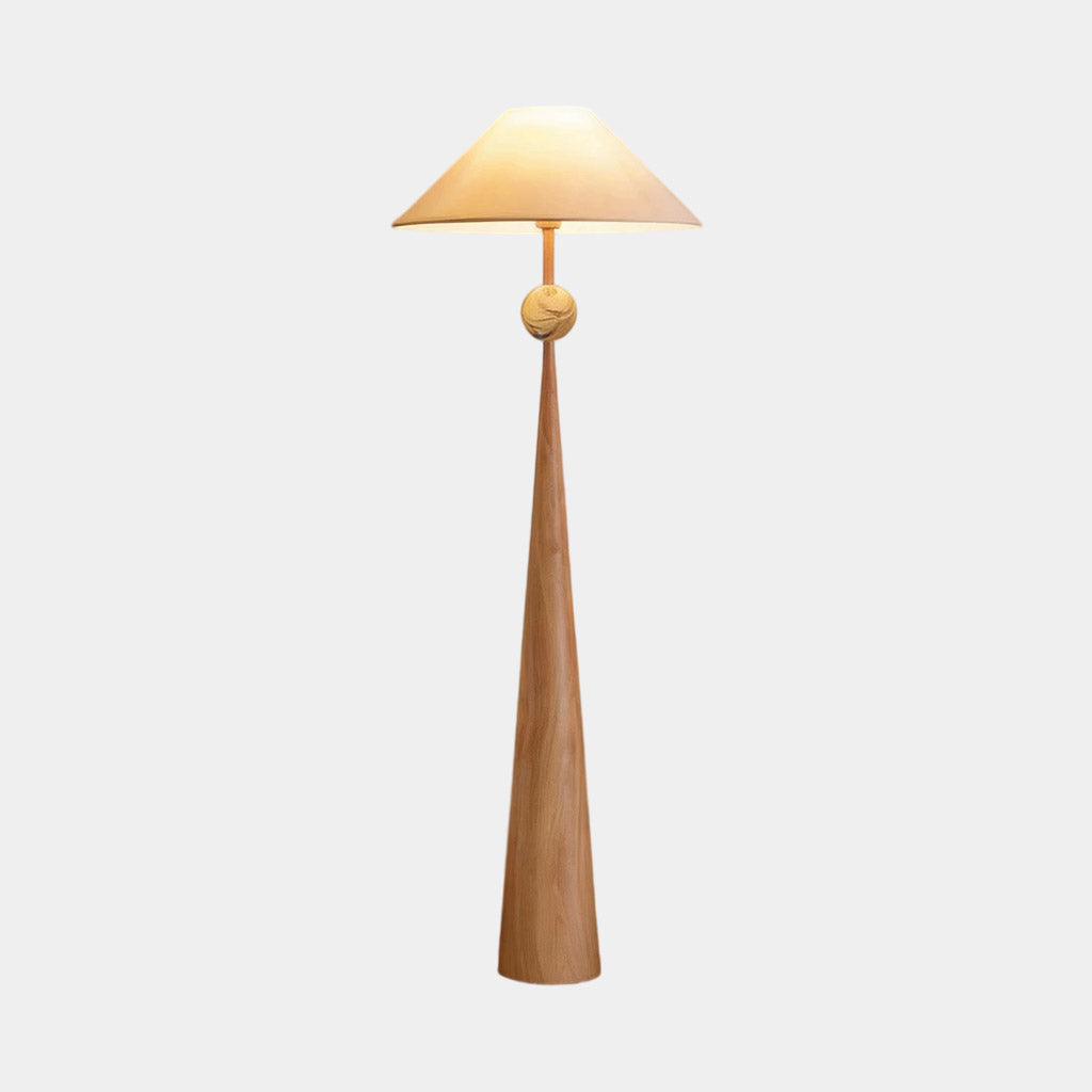 Lámpara de pie cónica efecto madera Ruecana – vista principal