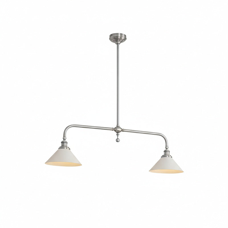 Lámpara colgante lineal Yunta – níquel pulido, pantalla de aluminio, largo 102 cm