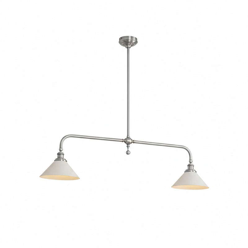 Lámpara colgante lineal Yunta – níquel pulido, pantalla de aluminio, largo 120 cm