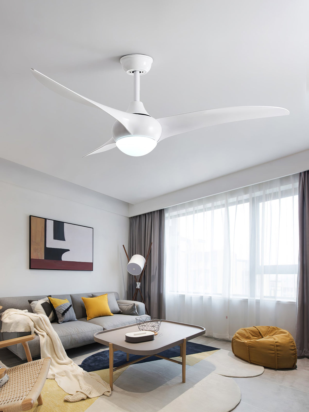 Ventilador de techo con luz Casela en un salón de estilo rústico – imagen 31