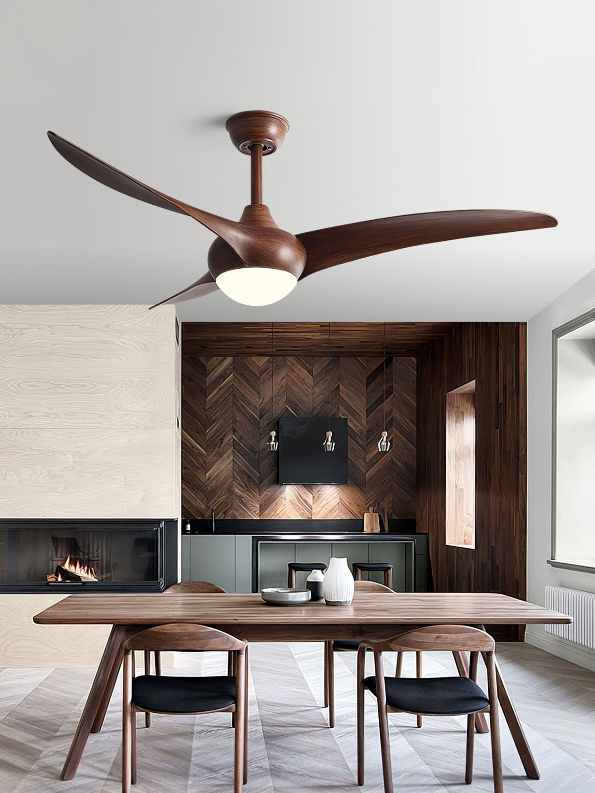 Ventilador de techo con luz Casela en un salón de estilo rústico – imagen 8