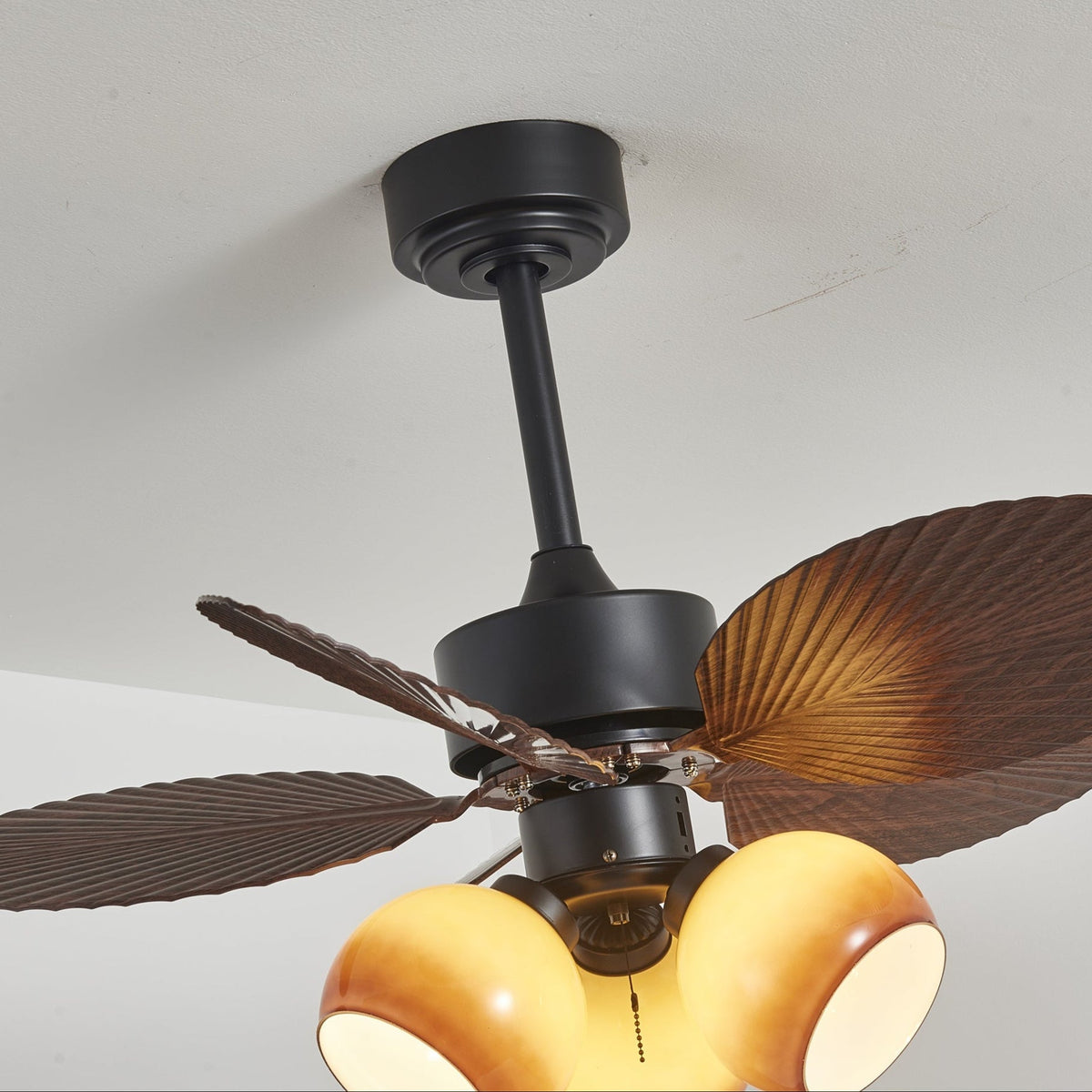 Ventilador de techo con luz Mielara en un salón de estilo tropical – imagen 18